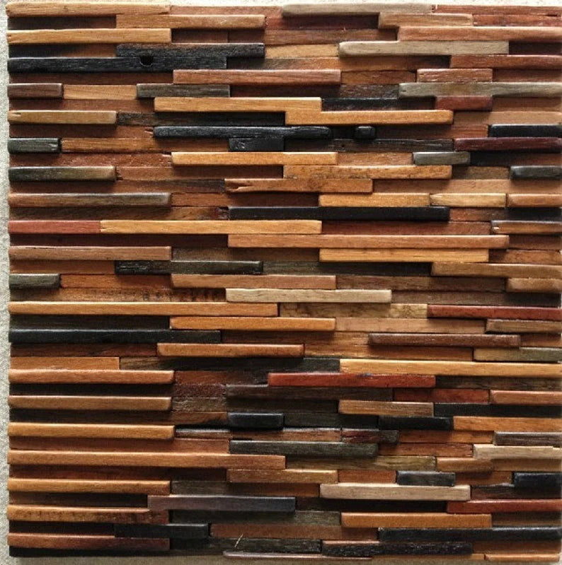 Natural Strip Wood Mosaic Backsplash NWMT021 Wooden Pattern — My