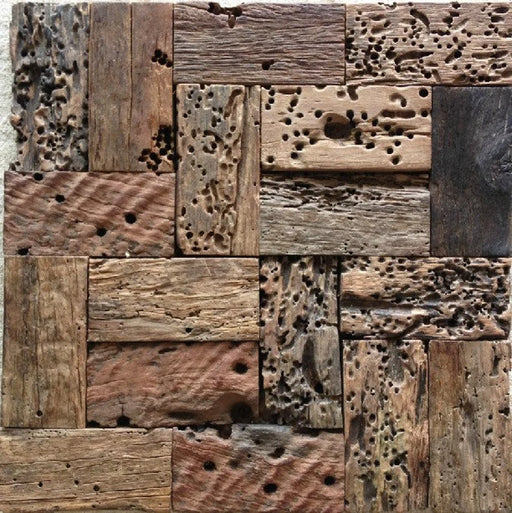Natural Wooden Mosaic NWMT049 Real Wood Backsplash Tile - My Building Shop