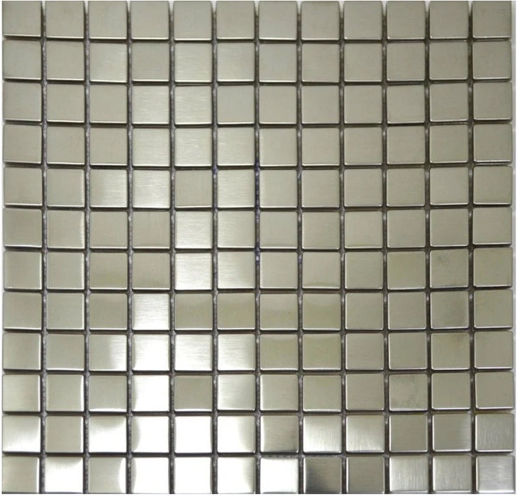 11 PCS Brushed silver metal mosaic SMMT038 square stainless steel metallic wall tiles backsplash - My Building Shop