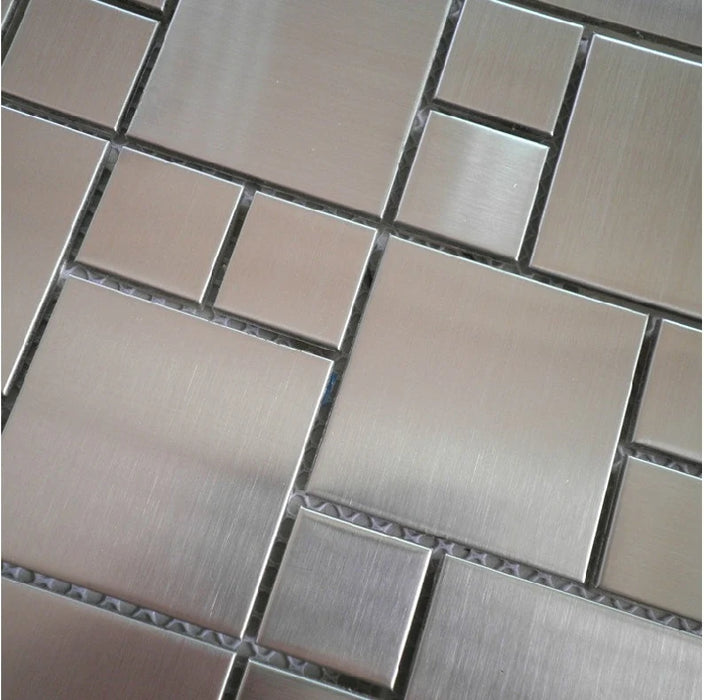 11 PCS Brushed silver metal mosaic SMMT051 stainless steel wall tiles backsplash metallic mosaic tile - My Building Shop