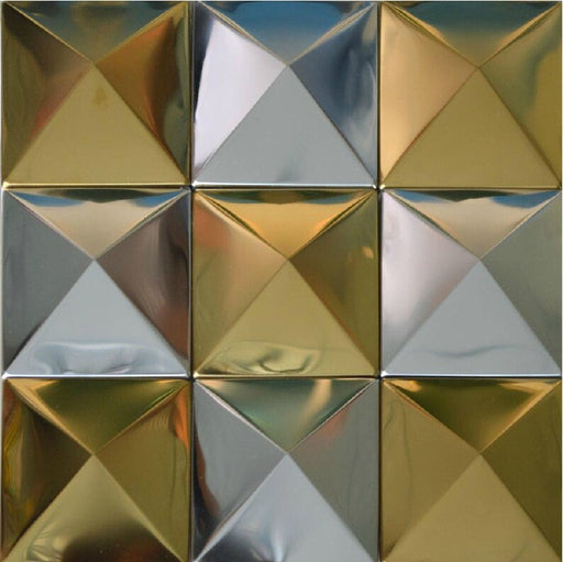 11 PCS Pyramid silver mix gold metal mosaic wall tile SMMT006 stainless steel mosaic wall tiles 3D metallic mosaic tiles backsplash - My Building Shop