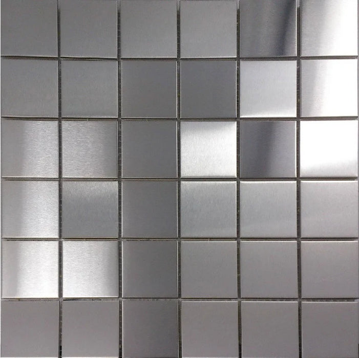 11 PCS Brush silver metallic mosaic wall backsplash SMMT030 stainless steel suqare metal tile - My Building Shop