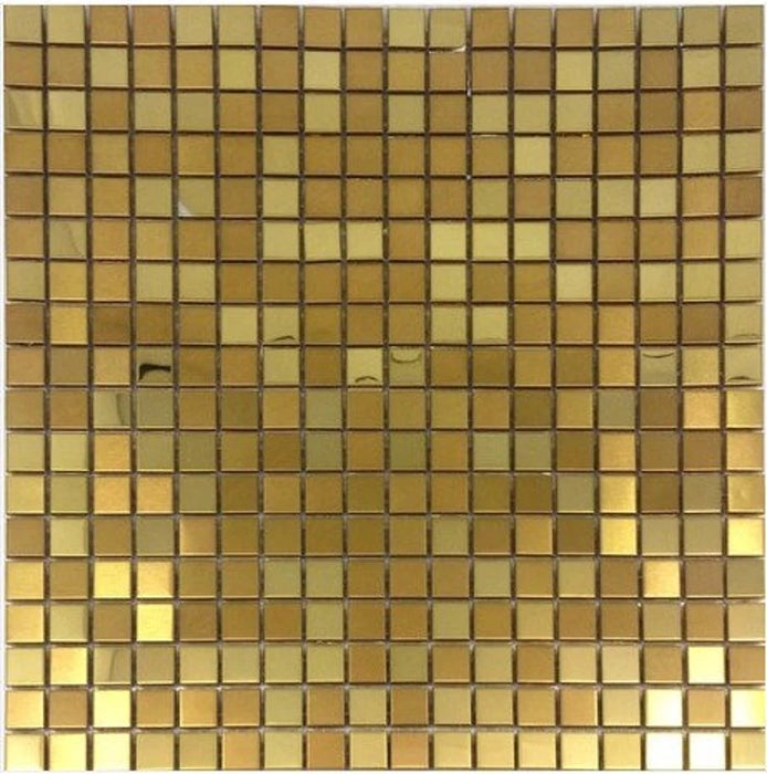 11 PCS Brushed mix glossy gold metal mosaic backsplash SMMT034 square stainless steel metallic Mirror mosaic tile - My Building Shop