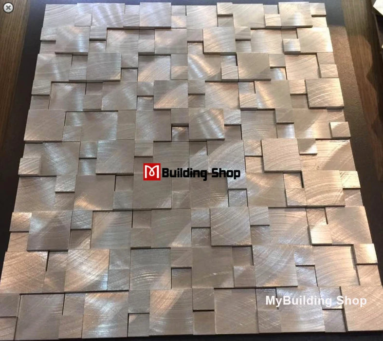 11 PCS Brushed Silver Metal Mosaic Kitchen Wall Tile Backsplash SMMT114 Aluminum Stainless Steel Metallic Tiles 3D Mosaic Pattern - My Building Shop