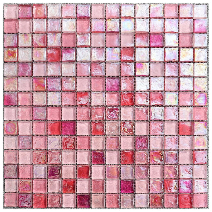 5 PCS Sugar Red Rose Pink Rainbow Stained Glass Mosaic Tile Backsplash CGMT19051 Crystal Glass Mosaic Bathroom Kitchen Wall Tile - My Building Shop