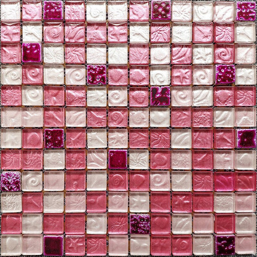 11 PCS Red pink glass resin mosaic tile backsplash JMFGT068 kitchen crystal glass mosaic bathroom wall tiles - My Building Shop