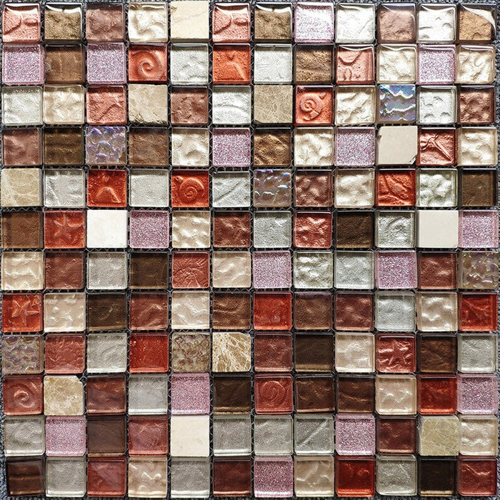 11 PCS Brown tan beige pink silver white glass stone mosaic tile backsplash JMFGT069 kitchen crystal glass mosaic bathroom wall tiles - My Building Shop