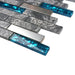 5 PCS Gray Marble Stone Mix Aqua Blue Glass Brushed Silver Metal Linear Wall Tile Backsplash SGMT0261 - My Building Shop