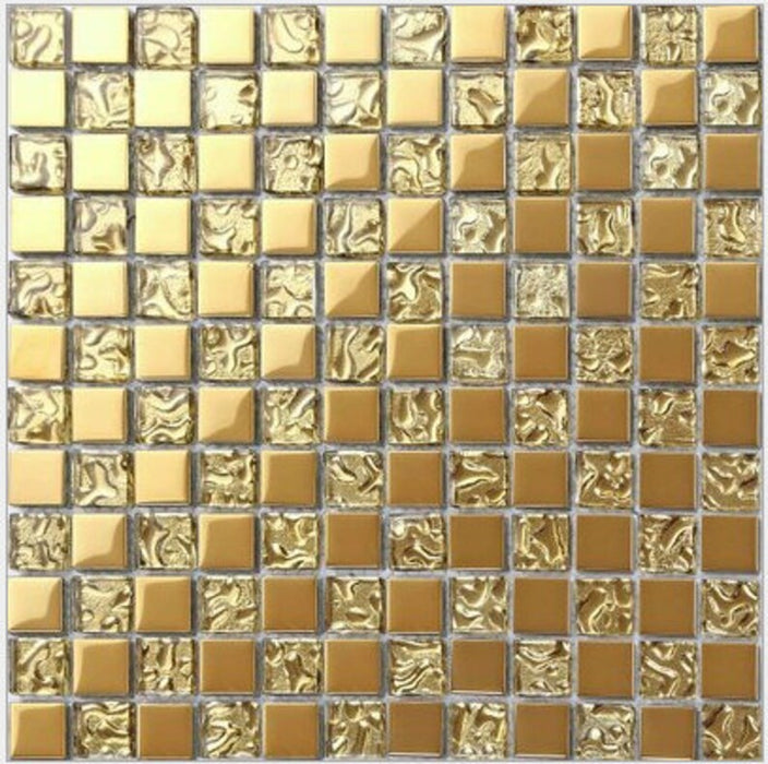 1 PC Electroplated gold glass mosaic kitchen backsplash tile CGMT19041 bathroom wall tiles - My Building Shop