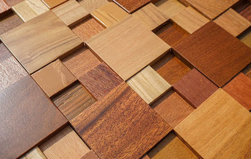 11 PCS 3D Wood Mosaic Wall Backsplash Natural Wooden Wallboard Tile DQ202 - My Building Shop
