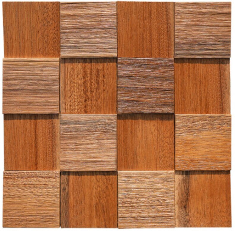 View of Natural Wood Wall Backsplash 3D Wooden Wallboard Mosaic Tile DQ198 — My ...