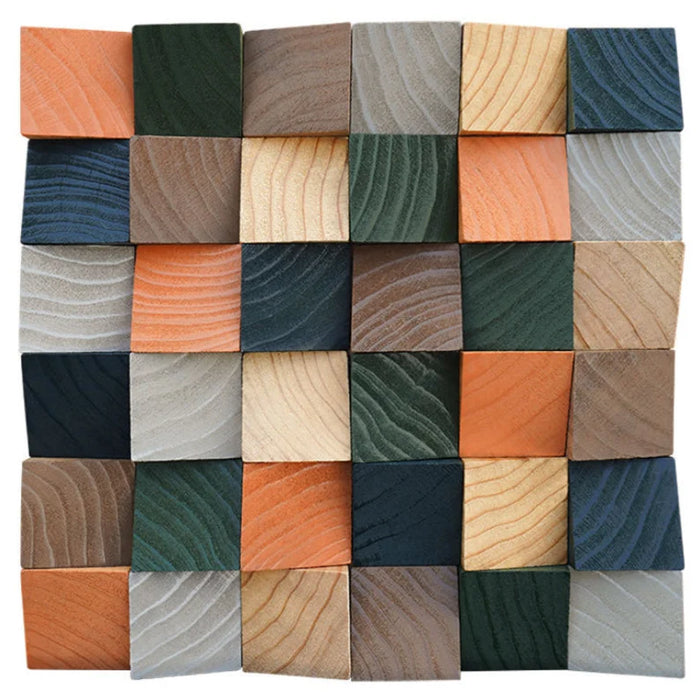 11 PCS 3D Gray Blue Green Orange Yellow Black Pine Wood Moaic Backsplash Wall Tile DQ185 - My Building Shop