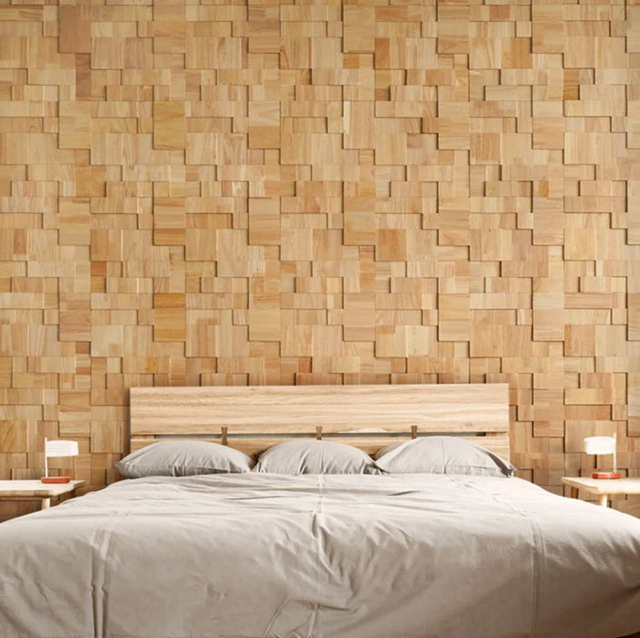 11 PCS Original Rubber Wood Moaic 3D Natural Wooden Wall Backsplash Tile DQ159 - My Building Shop