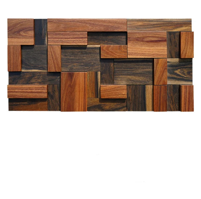 6 PCS Natural Solid Wood Wallboard 3D Wooden Mosaic Backsplash Wall Tile DQ168 - My Building Shop
