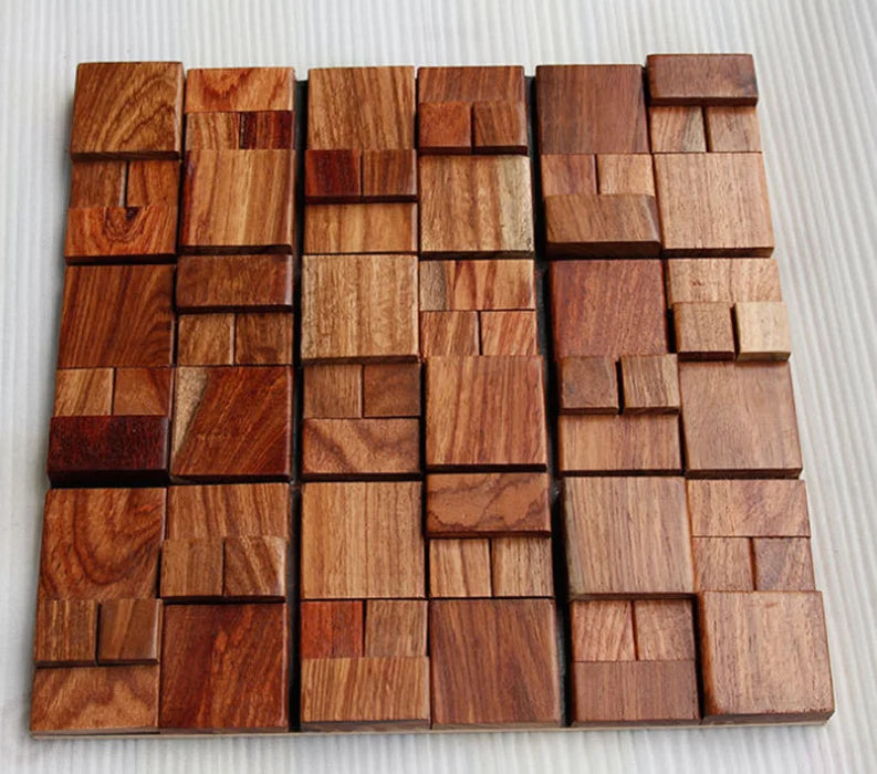 11 PCS Huang RoseWood Moaic Natural Solid Wood Backsplash Wall Tile DQ136 - My Building Shop