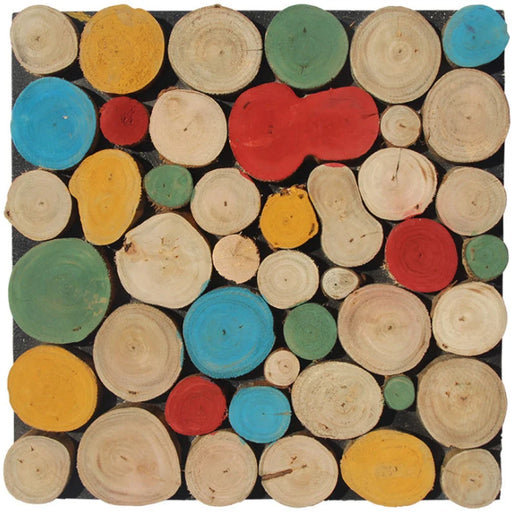 11 PCS 3D Painted Red Yellow Blue Green Round Wood Wallboard Natural Wooden Panel Wall Backsplash Mosaic Tile DQ145 - My Building Shop