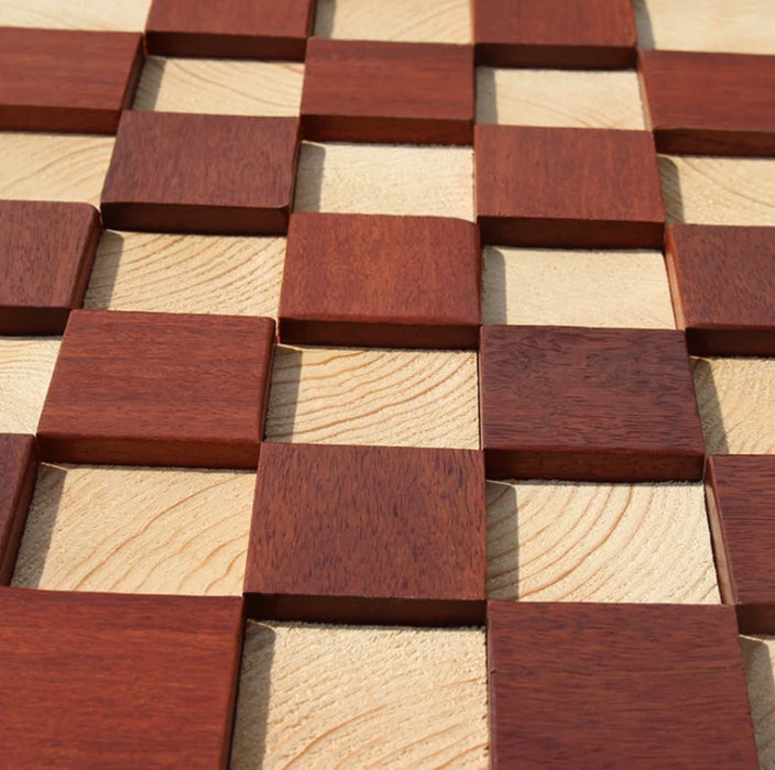 11 PCS Natural Red Mix Original Wood Moaic Tile 3D Solid Wooden Panel Backsplash Wall Tiles DQ147 - My Building Shop
