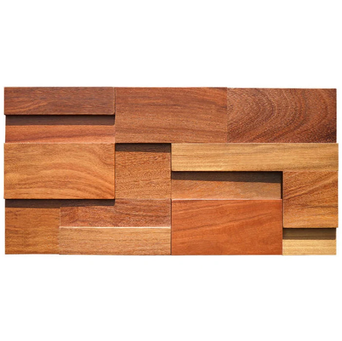 6 PCS Natural Wood Mosaic Backsplash 3D Solid Pattern Panel Wooden Wall Tile DQ094 - My Building Shop