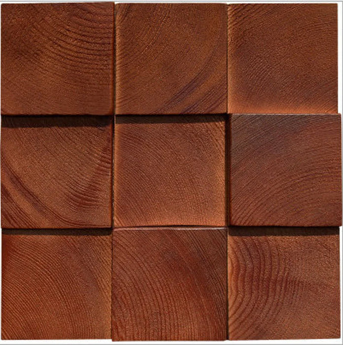 11 PCS Red Brown Natural Wood Pine Tile Backsplash 3D Pattern Panel Wooden Mosaic Wall Tiles DQ012 - My Building Shop
