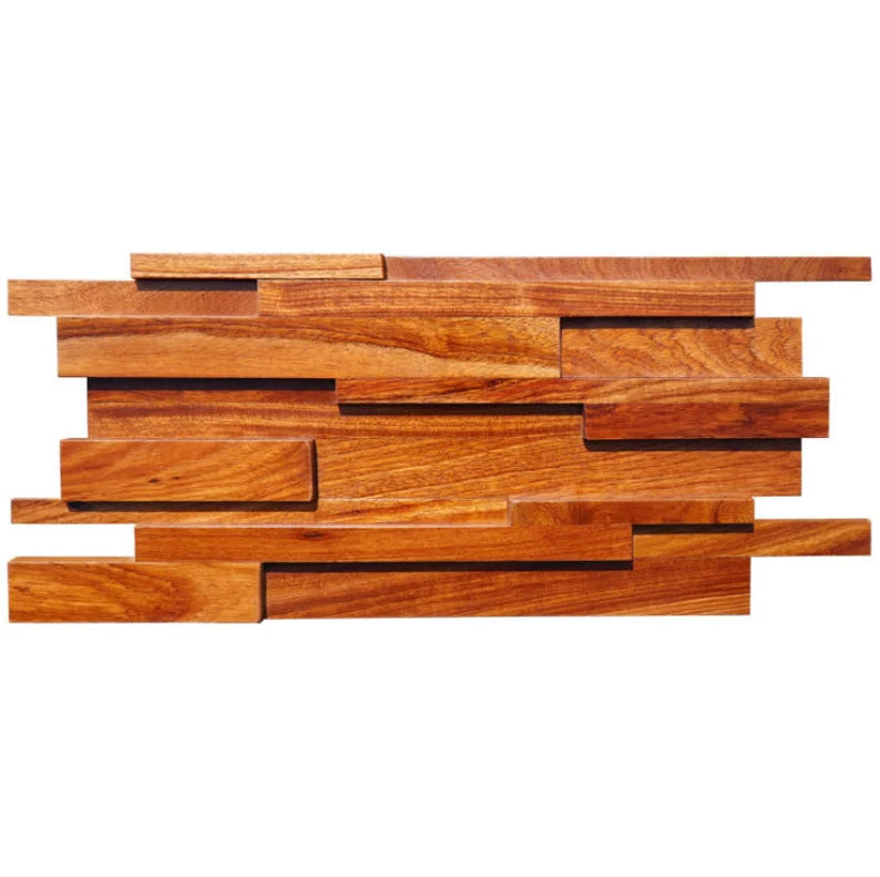 Brick Interlocking Rosewood Tile 3D Pattern Panel Solid Wood Mosaic Wa ...