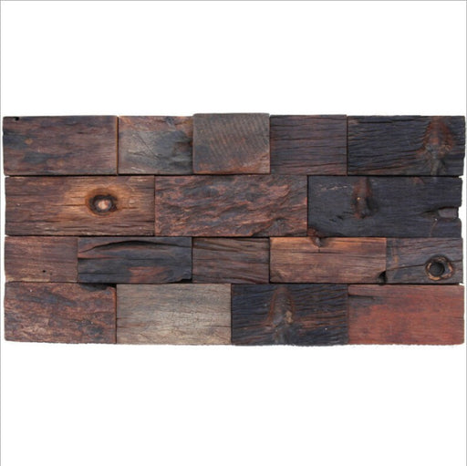 6 PCS Ancient Old Boat Black Wood Wall Tile 3D Wooden Pattern Panel Mosaic Backsplash DQ047 - My Building Shop
