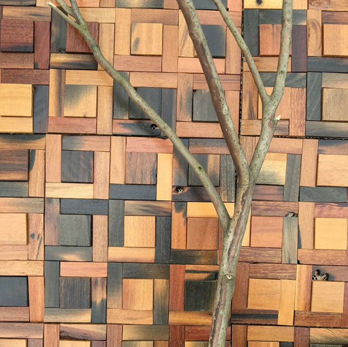 11 PCS Ancient Boat Wood Tile Backsplash 3D Pattern Panel Wooden Mosaic Wall Tiles DQ054 - My Building Shop