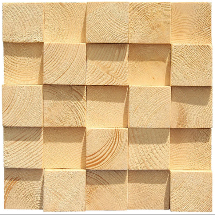 11 PCS Natural Wood Tile Backsplash 3D Pattern Panel Pine Wood Mosaic Wall Tiles DQ007 - My Building Shop