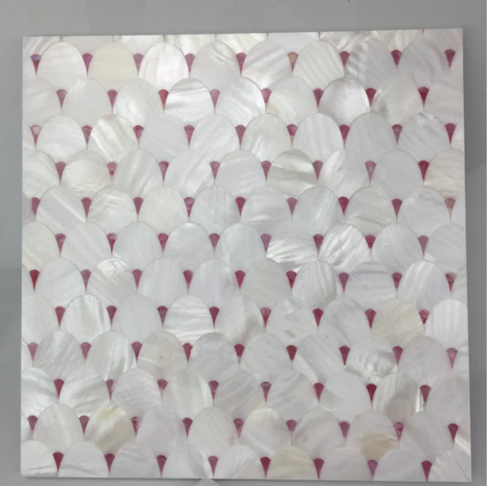 White Fish Scale Fan Shape Pink Mother Of Pearl Tile Backsplash Bathroom Natural Shell Mosaic Wall Board MOPSL037 - My Building Shop