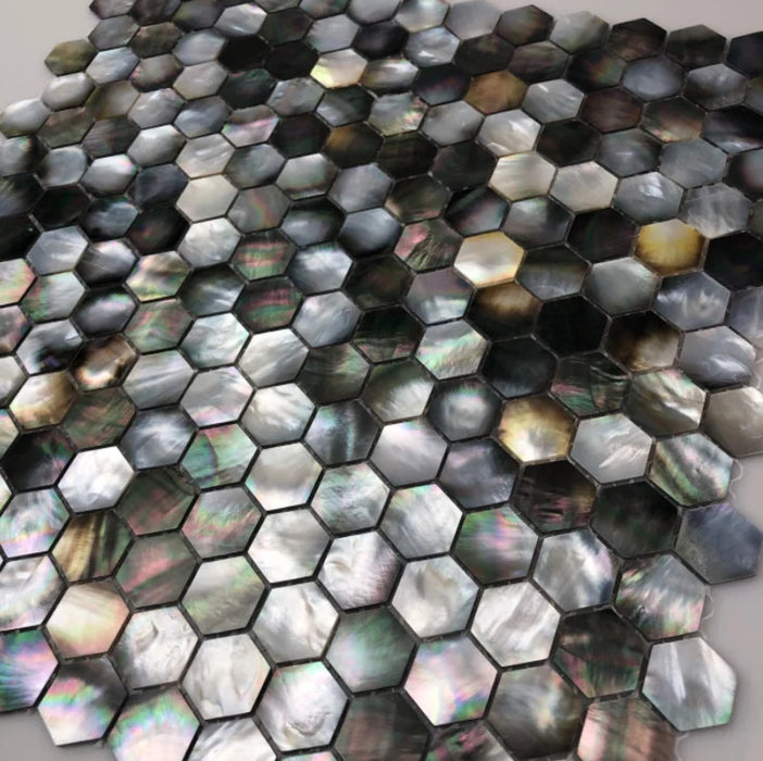 2mm Thickness Hexagonl Black Lip Shell Mosaic Mother Of Pearl Tile Backsplash Kitchen Bathroom Tiles MOPSL041 - My Building Shop