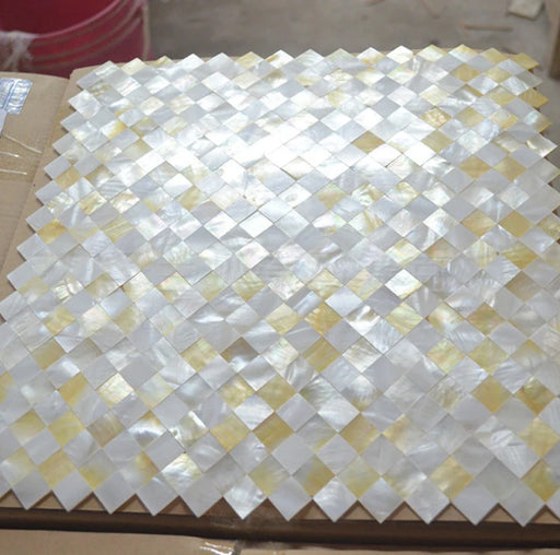 2mm Thickness Groutless Seamless White Yellow Gold Shell Mosaic Mother Of Pearl Wall Tile Backsplash Kitchen MOPSL046 - My Building Shop