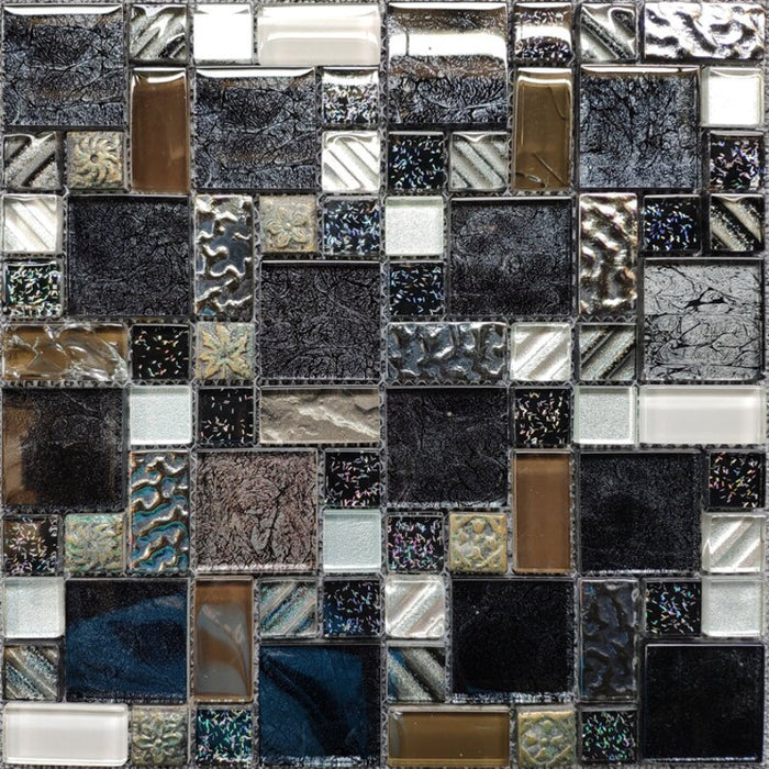 5 PCS Gray Black White Silver Brown Glass Mosaic Kitchen Backsplash JMFGT2021 Bathroom Glass Wall Tile - My Building Shop