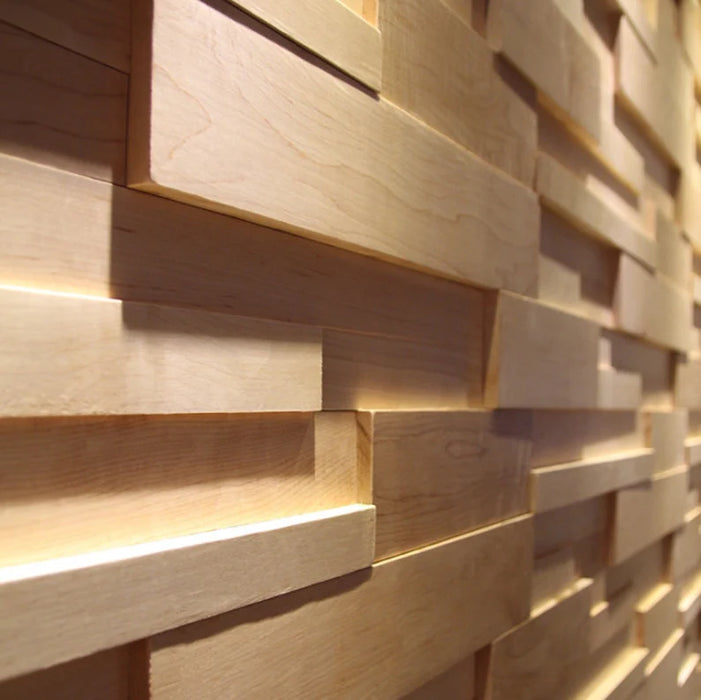 4 PCS Natural Maple Wood Moaic Backsplash Wall Tile Solid Wodden Wallboard DQ193 - My Building Shop
