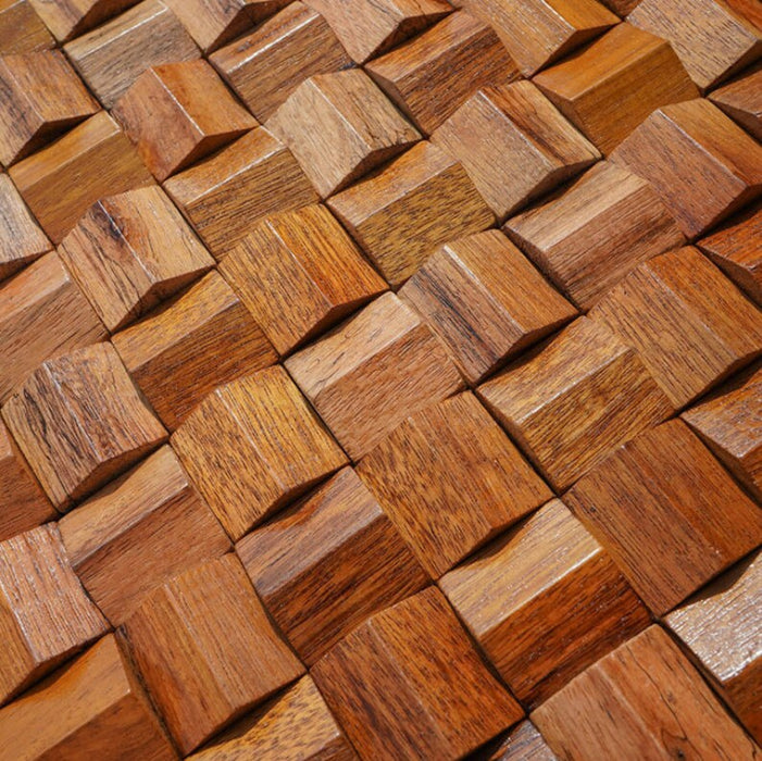 11 PCS Solid Wood Moaic Wall Tile 3D Natural Wooden Wallboard Backsplash DQ183 - My Building Shop