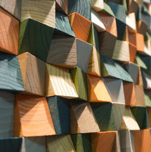 11 PCS 3D Gray Blue Green Orange Yellow Black Pine Wood Moaic Backsplash Wall Tile DQ185 - My Building Shop