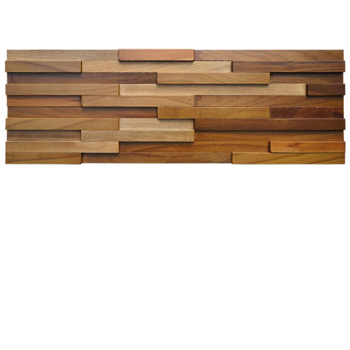 4 PCS Natural Teak Wood Wall Backsplash Tile 3D Wooden Pattern Panel Mosaic DQ166 - My Building Shop