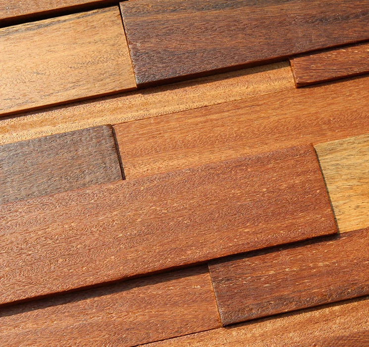 Interlocking Natural Wood Mosaic Backsplash Tile 3D Wooden Pattern Pan ...