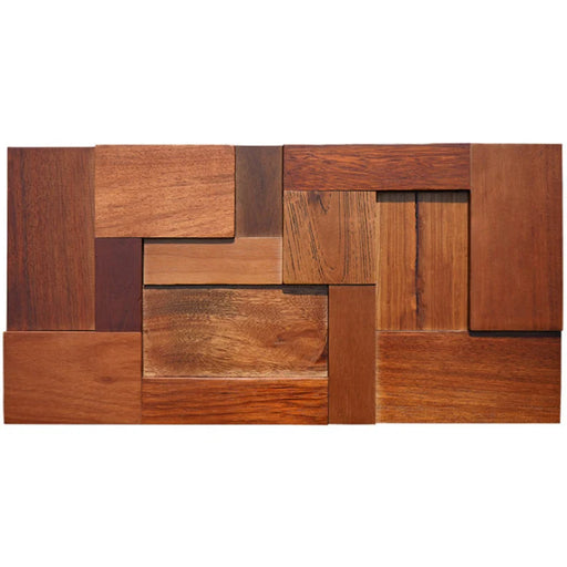 6 PCS Solid Wood Wall Panel 3D Natural Wooden Pattern Mosaic Backsplash Tile DQ138 - My Building Shop