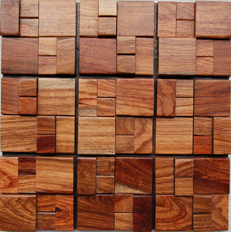 Huang RoseWood Moaic Natural Solid Wood Backsplash Wall Tile DQ136 — My ...