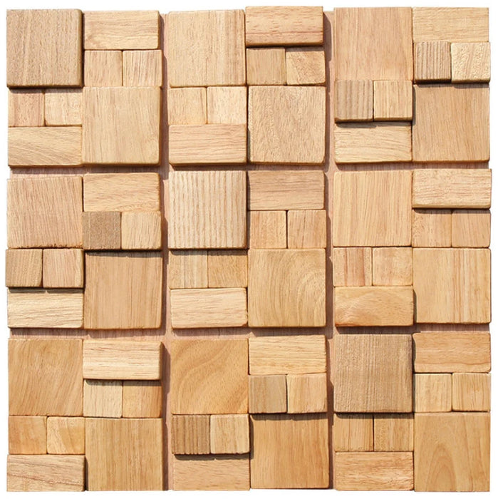 11 PCS Natural Wood Moaic Tile 3D Solid Wooden Panel Backsplash Wall Tiles DQ139 - My Building Shop