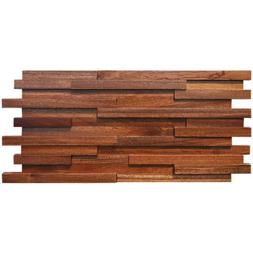 6 PCS Interlocking Natural Wood Wall Tile 3D Solid Wooden Pattern Panel Mosaic Backsplash DQ082 - My Building Shop