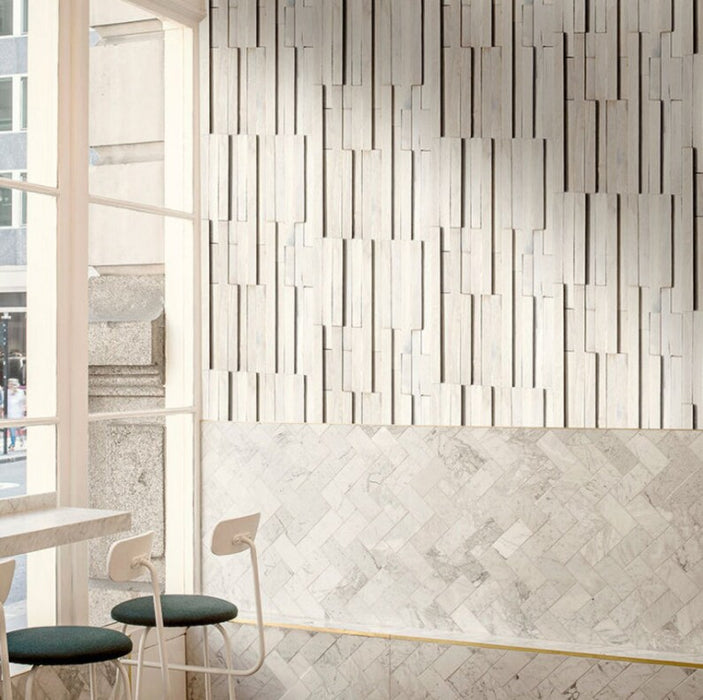 6 PCS Natural White Solid Wood Wall Mosaic 3D Wooden Pattern Panel Backsplash Tile DQ099 - My Building Shop