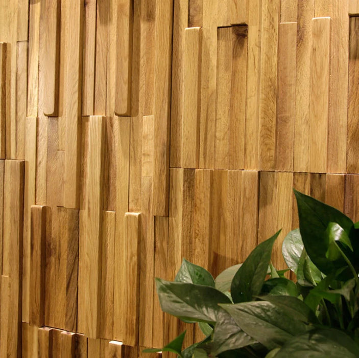 6 PCS Natural Wood Backsplash Tile 3D Solid Wooden Pattern Panel Mosaic Wall Tiles DQ106 - My Building Shop