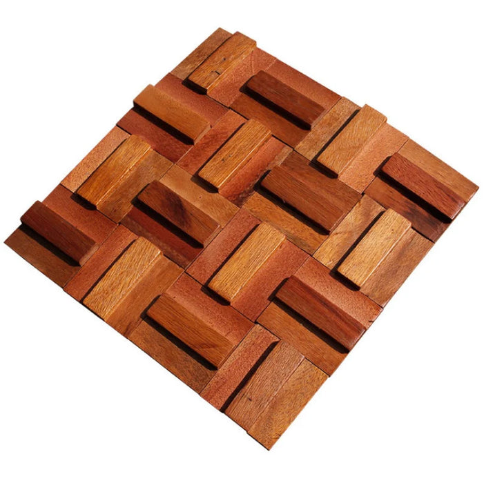 11 PCS Natural Solid Wood Moaic 3D Wooden Wall Tile Backsplash DQ118 - My Building Shop