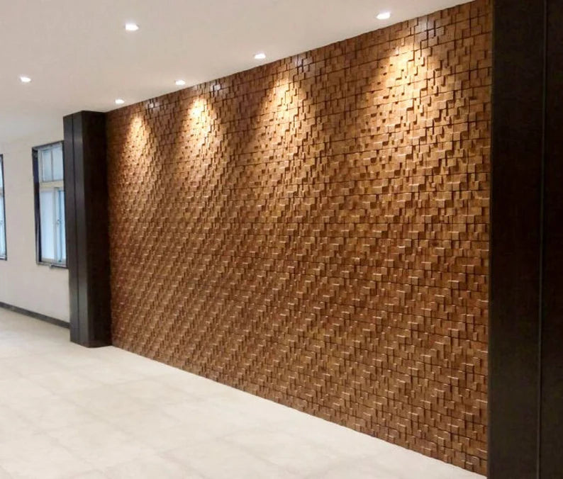 11 PCS Ancient Solid Wood Mosaic Backsplash 3D Pattern Panel Wooden Wall Tile DQ091 - My Building Shop
