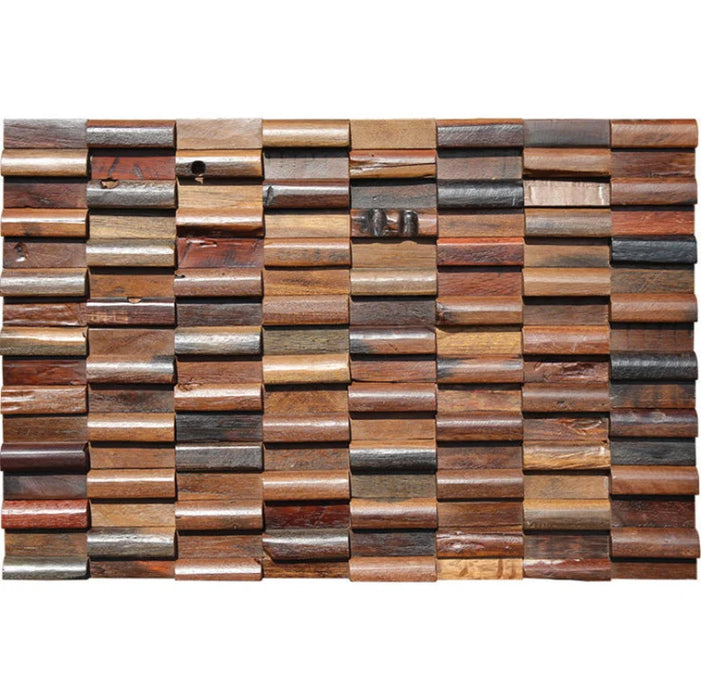 5 PCS Brick Ancient Old Boat Wood Tile Backsplash 3D Pattern Panel Natural Wooden Mosaic Wall Tiles DQ045 - My Building Shop