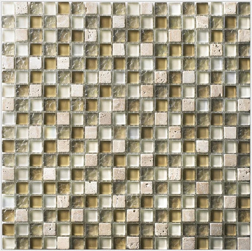 11 PCS Crystal White Light Olive Glass Mix Stone Mosaic Tile Backsplash HYM024 Bathroom Tiles - My Building Shop