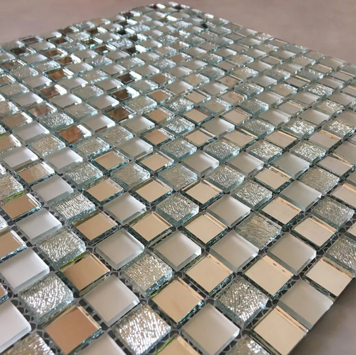 5 PCS Silver Mirror Glass Mosaic Kitchen Backsplash JYX010 Bathroom Wall Tile - My Building Shop