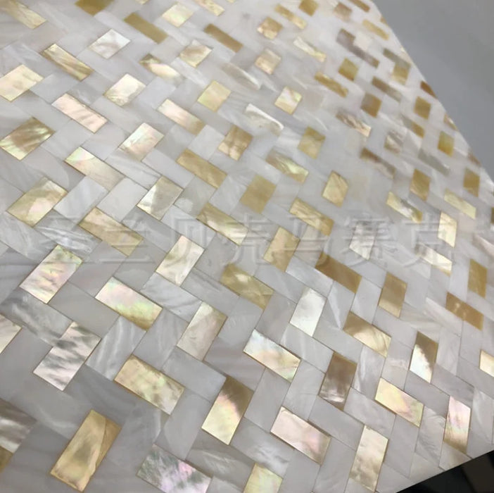 8mm Thickness Herringbone Weave Seamless Gold Lip Natural White Mother Of Pearl Tile Backsplash Shell Mosaic Wall MOPSL031 - My Building Shop