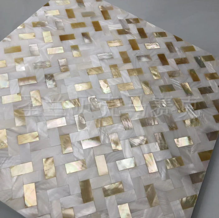 8mm Thickness Herringbone Weave Seamless Gold Lip Natural White Mother Of Pearl Tile Backsplash Shell Mosaic Wall MOPSL031 - My Building Shop