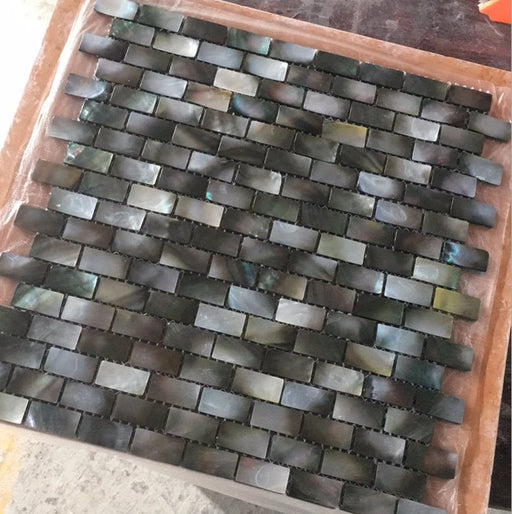2mm Thickness Brick Black Lip Mother Of Pearl Tile Natural Shell Mosaic Bathroom Wall Tile MOPSL039 - My Building Shop